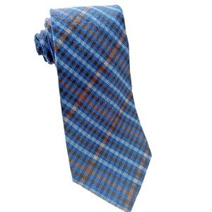 Izod Blue Black Plaid Tartan Tie  3 3/8" Wool Blend 3.5" Classic Preppy 60" Long